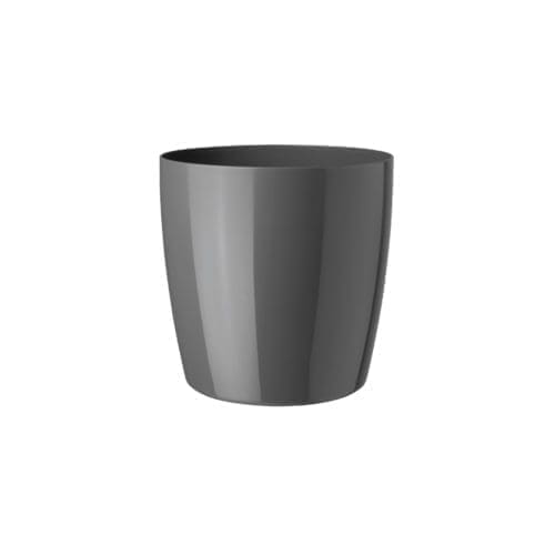 pot gris décoratif avec roulettes sous le dessous du pot. Pot décoratif pour intérieur et extérieur. Pot horticole.