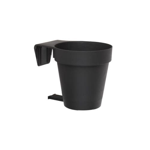 Pot noir décoratif avec soucoupe en dessous du pot. Pot décoratif pour intérieur et extérieur. Pot horticole. Pot pour plantes et fleurs.