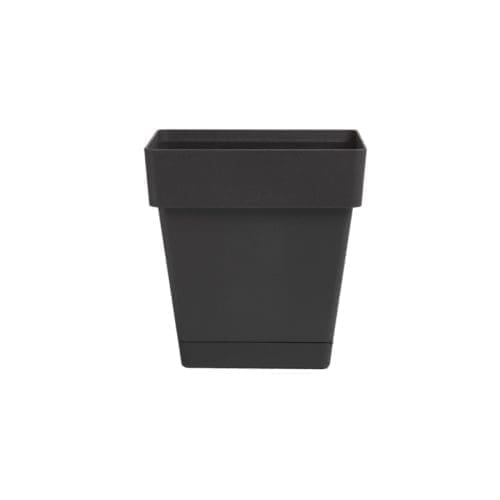 Pot noir décoratif avec soucoupe en dessous du pot. Pot décoratif pour intérieur et extérieur. Pot horticole. Pot pour plantes et fleurs.