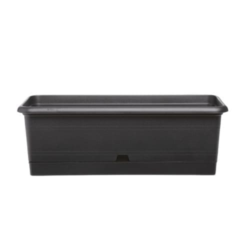 Jardinière gris foncé pour intérieur et extérieur avec soucoupe