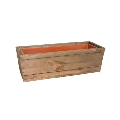 jardinière rectangulaire bois extérieur de 40 ou 50 cm séduit par son habillage en bois naturel.