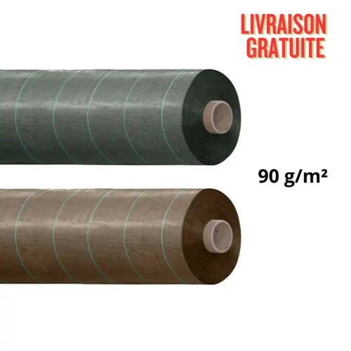 Toile de paillage marron ou vert 90 g/m² – Largeur de 1,05 m à 5,25 m.